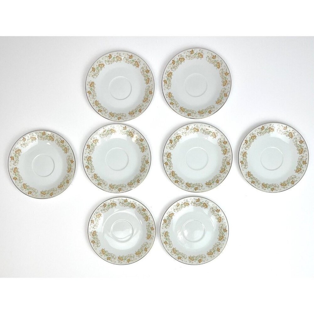 LOT 8 HAPPY HOME Fine China Replacement 6" SAUCERS Spring Garden Pattern Japan
